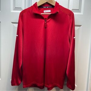 Adidas Men’s Climate Zip Pullover In Red Quarter Zip Closure Lightweight Size XL